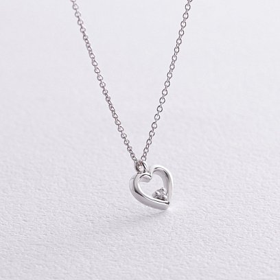 Золоте кольє "Сердечко" з діамантом колб0110y