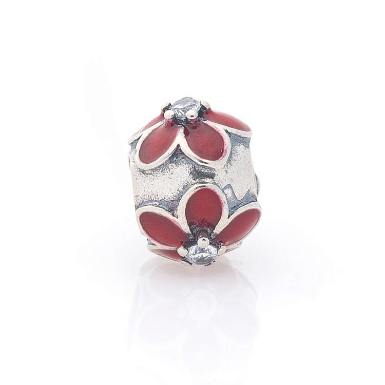 Срібний шарм "Квіточки" (емаль, фіаніти) 132670к від ювелірного магазину Онікс - 1