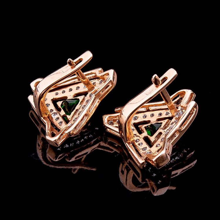 Золотые серьги с фианитами с919-7582 от ювелирного магазина Оникс - 3