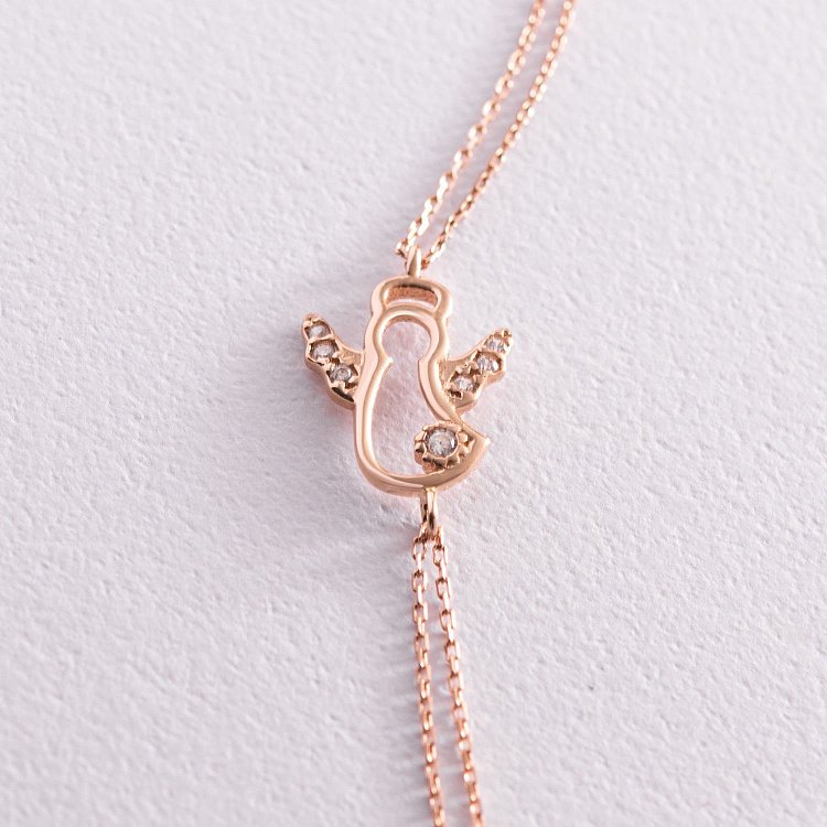 Золотой браслет "Ангелочек" с фианитами б04481 от ювелирного магазина Оникс - 4