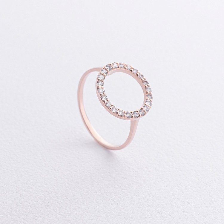 Кольцо "Круговорот" в красном золоте (фианиты) к08150 от ювелирного магазина Оникс