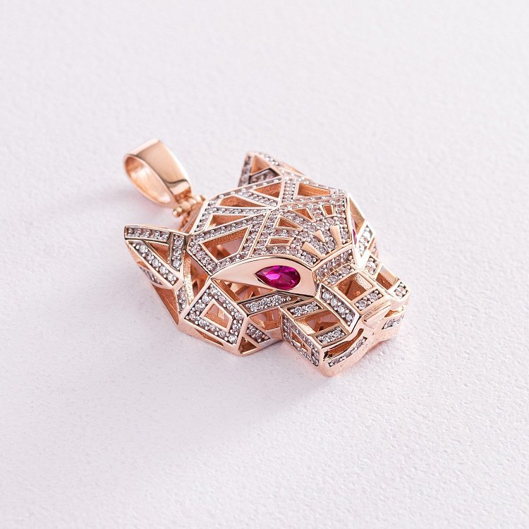 Золота підвіска "Пантера" з фіанітами п03643 від ювелірного магазину Онікс