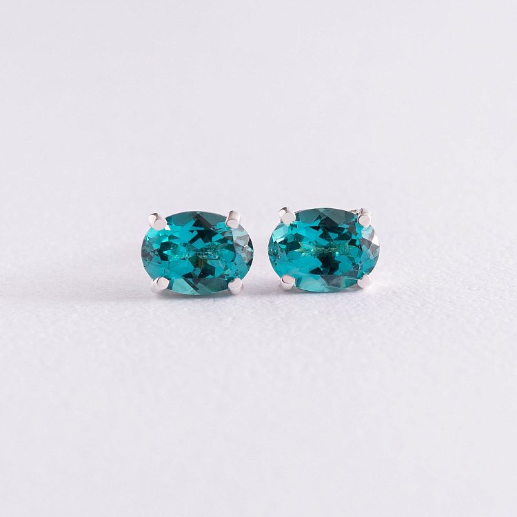 Срібні сережки - пусети з синт. турмаліном 121958 від ювелірного магазину Онікс