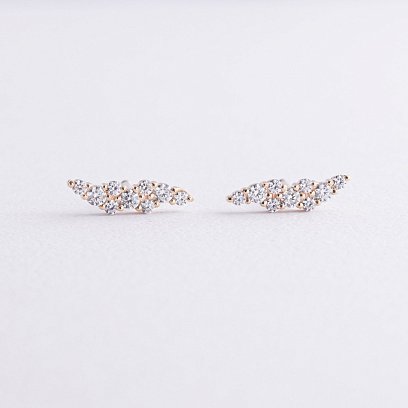 Сережки - пусети "Carla" з фіанітами (жовте золото)  с09108