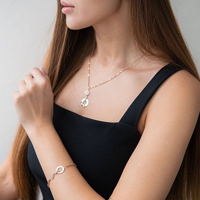 Кольє в червоному золоті з фіанітами кол01792 №2