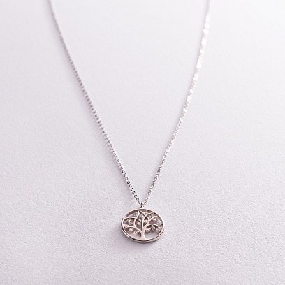 Серебряное колье "Древо жизни" с фианитами 181178