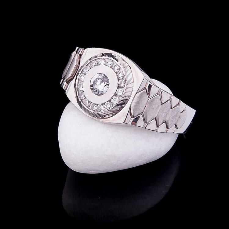 Срібна печатка (фіаніти, родій) 111400 від ювелірного магазину Онікс