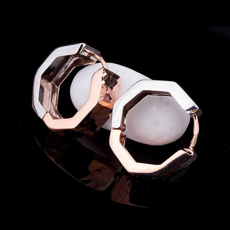 Серьги из белого и красного золота с01775 от ювелирного магазина Оникс - 2