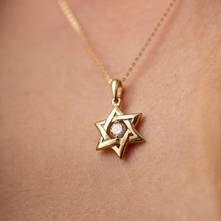 Золотая подвеска "Звезда Давида" (фианит) п03886 от ювелирного магазина Оникс - 3