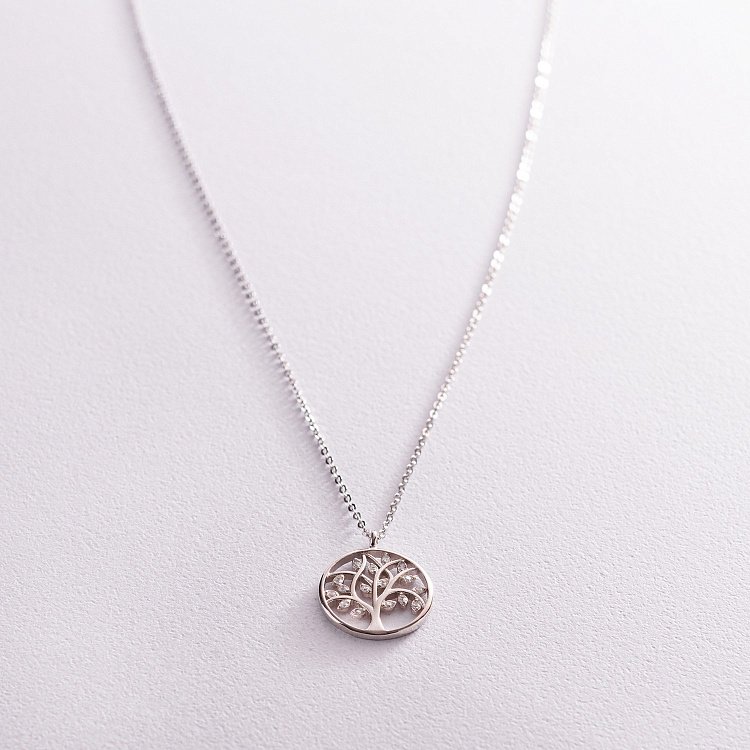 Серебряное колье "Древо жизни" с фианитами 181178 от ювелирного магазина Оникс