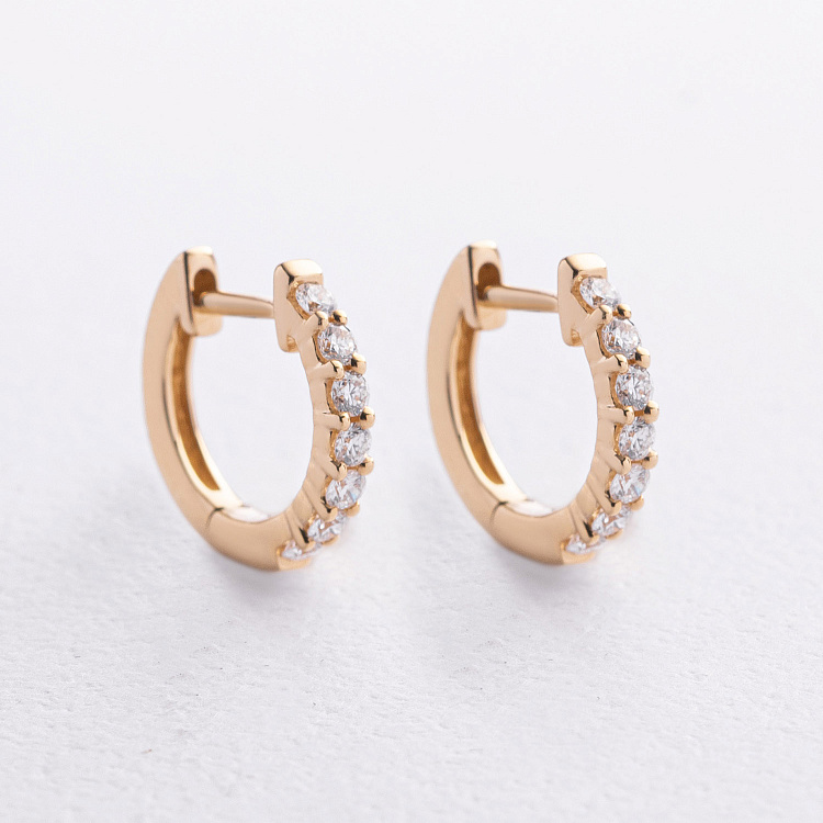 Сережки - кільця в жовтому золоті (діаманти) сб0730ri від ювелірного магазину Онікс