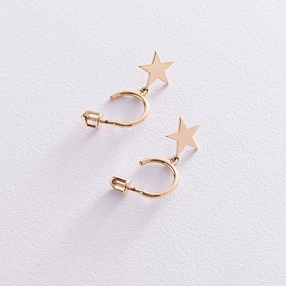 Золотые серьги - пусеты "Звездочки" с07395 №4