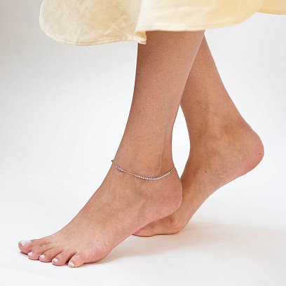 Срібний браслет "Кульки" на ногу 141487 №2
