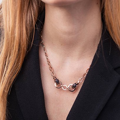 Золоте кольє "Пантера" (чорні фіаніти) кол01908 №4