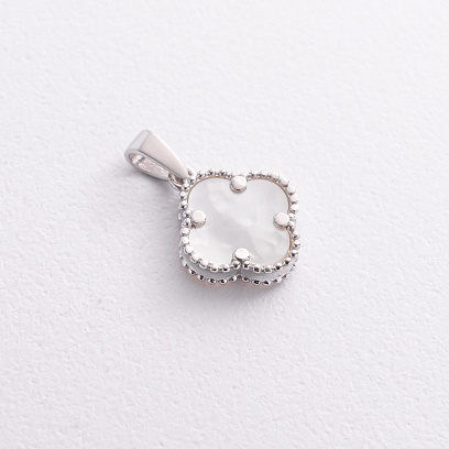 Срібна підвіска "Конюшина" з перламутром 133055