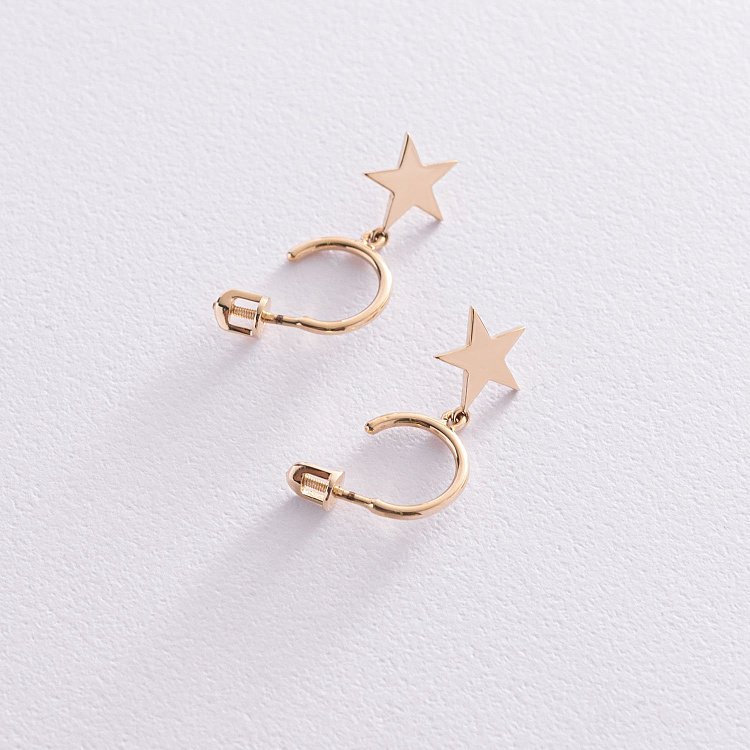 Золотые серьги - пусеты "Звездочки" с07395 от ювелирного магазина Оникс - 3