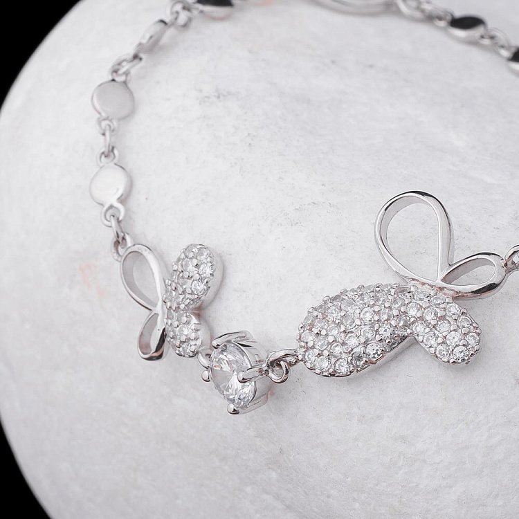 Родирований срібний браслет з фіанітами 14608 від ювелірного магазину Онікс - 2