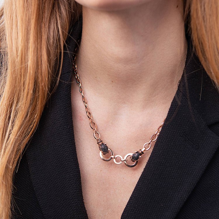 Золоте кольє "Пантера" (чорні фіаніти) кол01908 від ювелірного магазину Онікс - 3