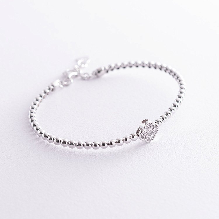 Золотий браслет з конюшиною (фіаніт) б04125 від ювелірного магазину Онікс