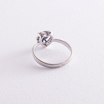 Срібна каблучка "Сердечко" з синт. сапфіром та фіанітами 1828/1р-HSPH №5