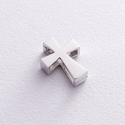 Крестик Минимал в белом золоте (открывается) п03088