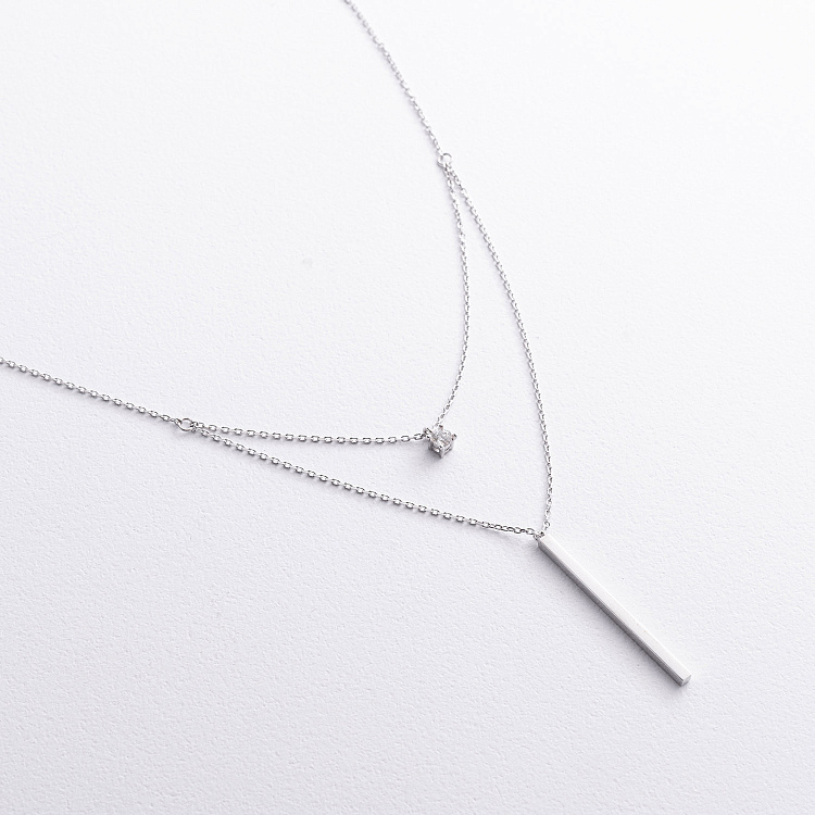 Двойное золотое колье "Хлоя" с фианитом кол02052 от ювелирного магазина Оникс - 1