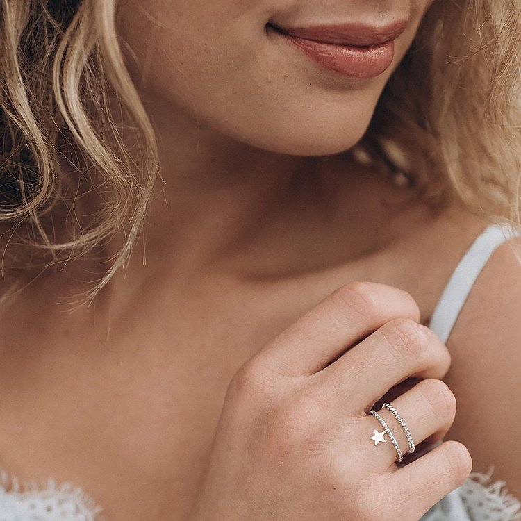 Подвійна золота каблучка "Зірочка" з фіанітами к06309 від ювелірного магазину Онікс - 3