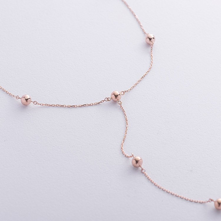 Колье - галстук "Шарики" в красном золоте кол02489 от ювелирного магазина Оникс - 4