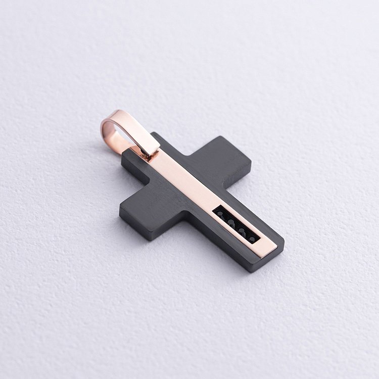 Крест из красного золота (циркон, фианиты) 503-00006/1 от ювелирного магазина Оникс