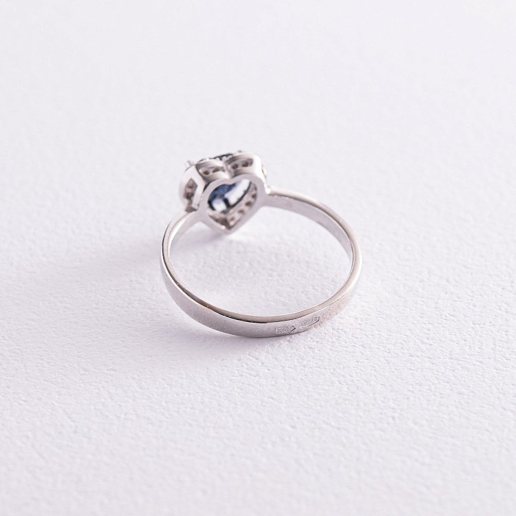 Срібна каблучка "Сердечко" з синт. сапфіром та фіанітами 1828/1р-HSPH від ювелірного магазину Онікс - 4