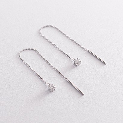 Золотые серьги - протяжки с фианитами с07704