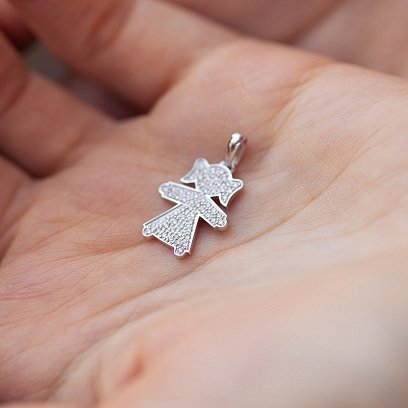 Золотой кулон "Девочка" с бриллиантами 137801121 №2