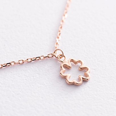 Золотой браслет "Клевер" на ногу б04791 №3