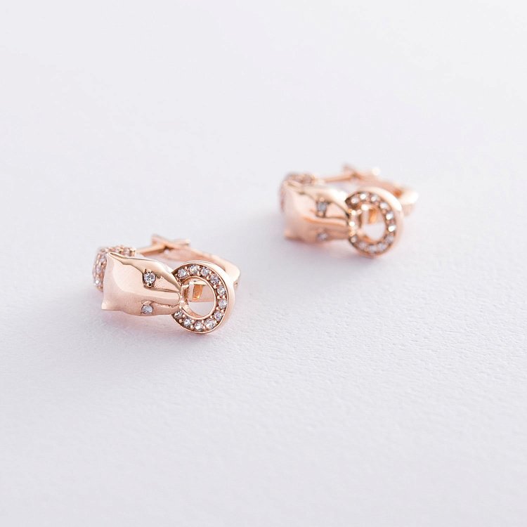 Золотые серьги "Пантера" (фианиты) с06819 от ювелирного магазина Оникс - 2