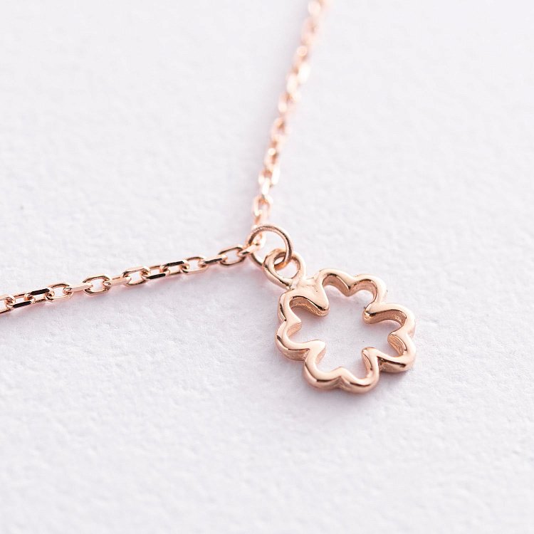 Золотой браслет "Клевер" на ногу б04791 от ювелирного магазина Оникс - 3