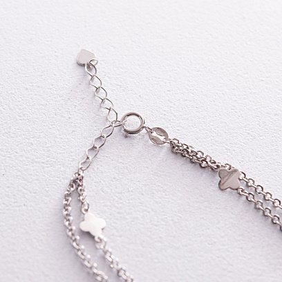 Двойной браслет "Клевер" в белом золоте б05180 №5