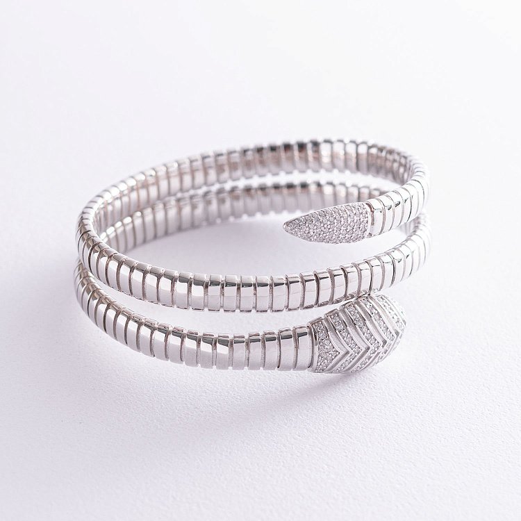 Срібний браслет "Змія" з фіанітами 141496 від ювелірного магазину Онікс - 2