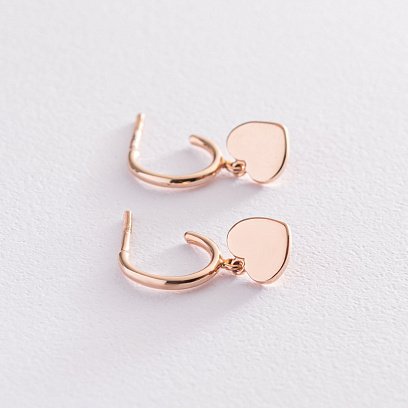 Золоті сережки - пусети "Сердечка" с07332 №5