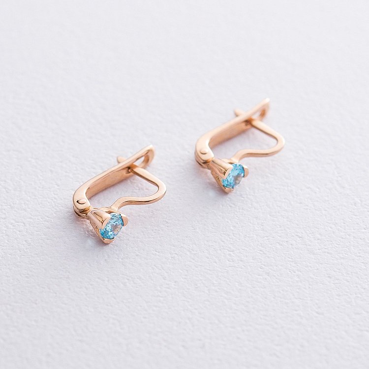 Детские золотые серьги с фианитом с06091 от ювелирного магазина Оникс