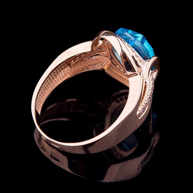 Золота каблучка з фіанітами к04415 від ювелірного магазину Онікс - 2