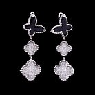 Срібні сережки "Метелик і клевер" з оніксом і фіанітами 121734 от ювелирного магазина Оникс - 2