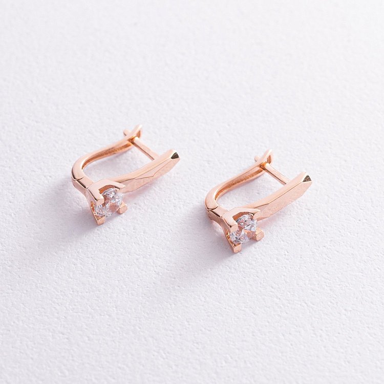 Золоті сережки з фіанітами с07646 від ювелірного магазину Онікс - 3