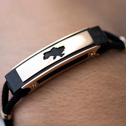 Шовковий браслет "Карта України" із золотими вставками (ебен) 1248 №4