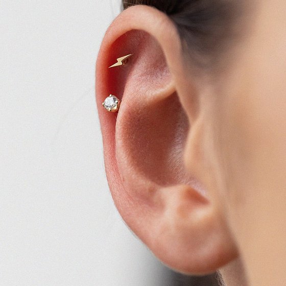 Золотые серьги-гвоздики с фианитами с03617 №2