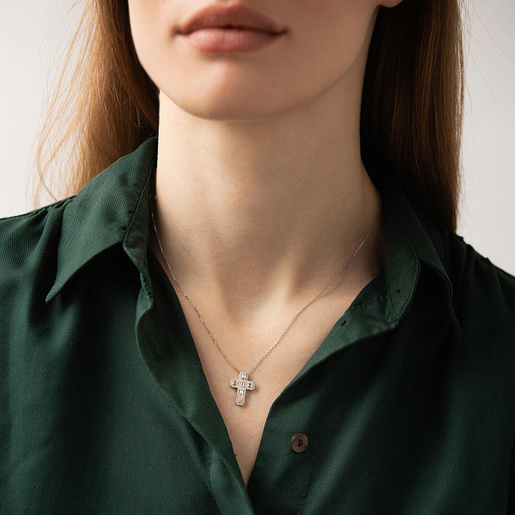 Золоте кольє "Хрестик" з діамантами 745371121 від ювелірного магазину Онікс - 1