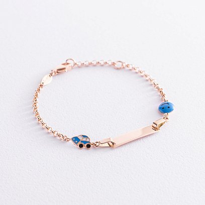 Золотой детский браслет "Смайлик" для гравировки б04732