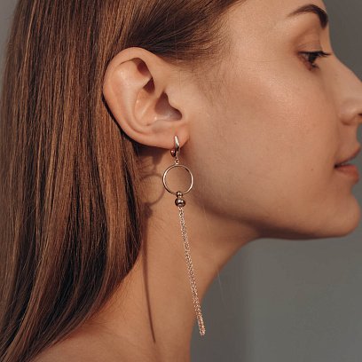 Висячие серьги из красного золота с06353 №6