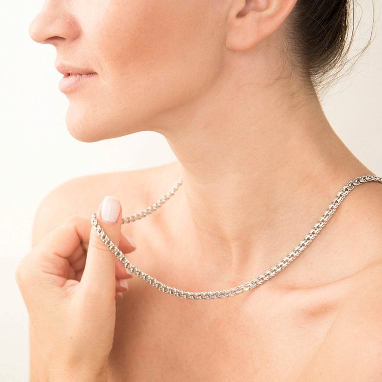 Ланцюжок з білого золота плетіння Бісмарк ц00090 від ювелірного магазину Онікс - 2