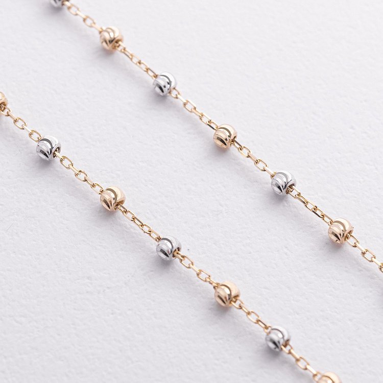 Сережки "Кульки на ланцюжку" (жовте, біле золото) с09374 від ювелірного магазину Онікс - 1