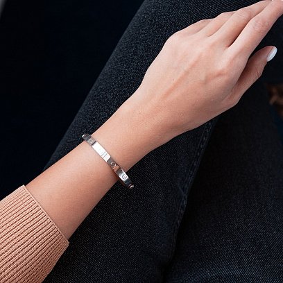 Жесткий браслет "Love" из белого золота (0.6 см) б03336 №2